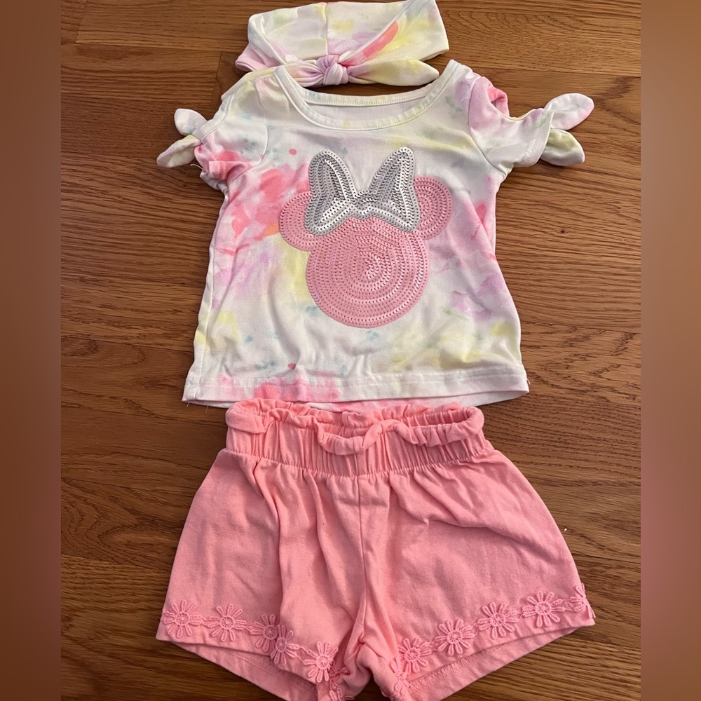 3 piece Disney Minnie Mouse tie dye set for 12 month old.